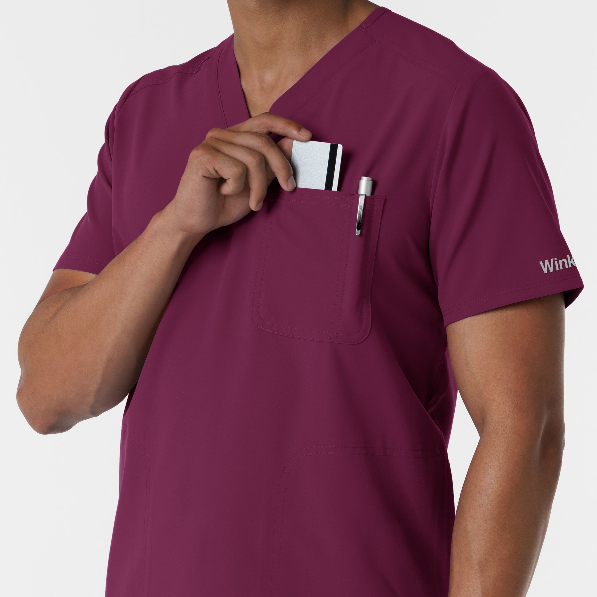 NURTUR 6380 Men's V-Neck Scrub Top Wine