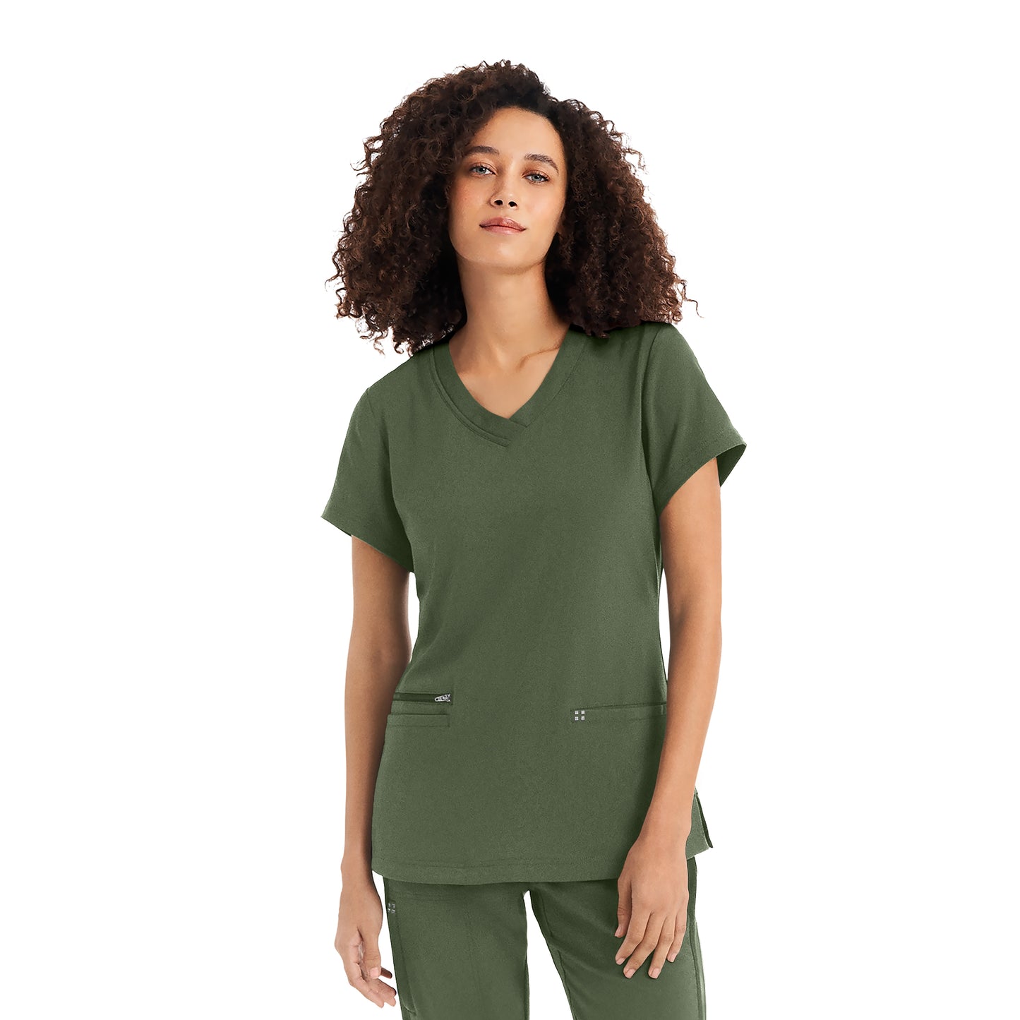 CRFT WT127 Women's 3 Pocket V Neck Scrub Top Olive Image