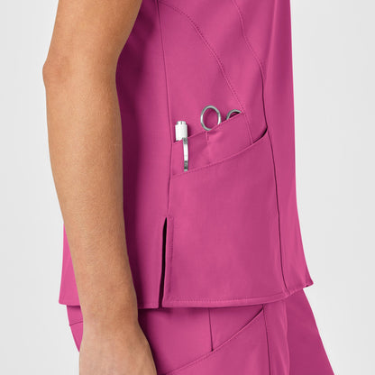 W123 6155 Stylized V-Neck Scrub Top Hot Pink Model Image Alternate | Wink