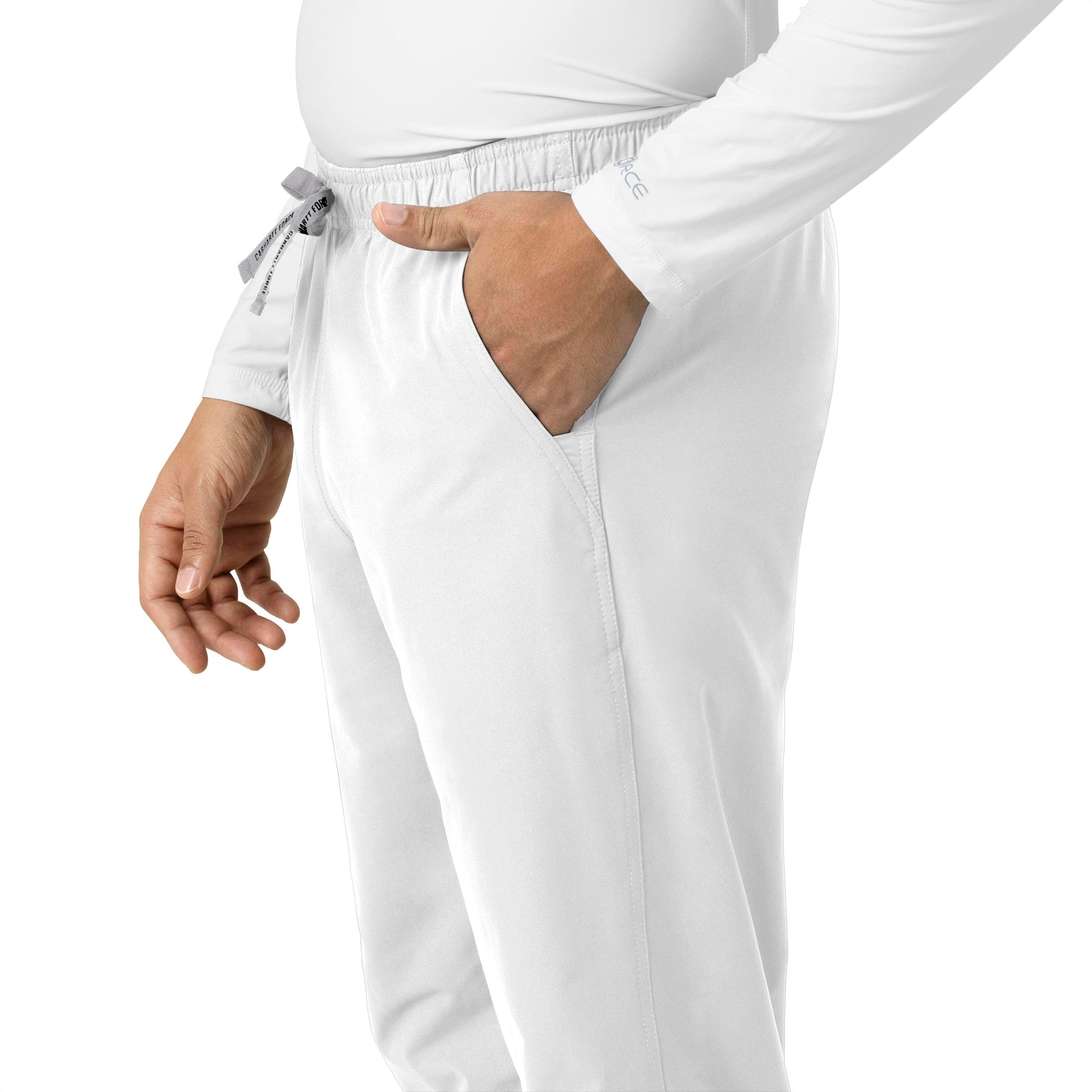 Force Essentials C55013 Unisex Elastic Waist Cargo Scrub Pants White Model Image Alternate | Carhartt