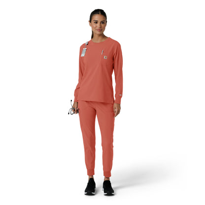 Force Cross-Flex C13610 Women's Crew Neck Long Sleeve Scrub Top Dusty Cedar