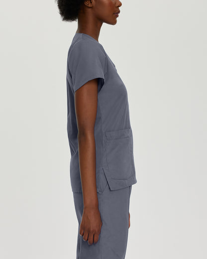 Essentials 8232 Women's 4 Pocket V Neck Scrub Top Steel Grey Image