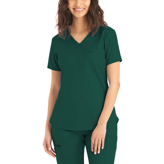 ProFlex LT107 Women's 2 Pocket V Neck Scrub Top Hunter Image