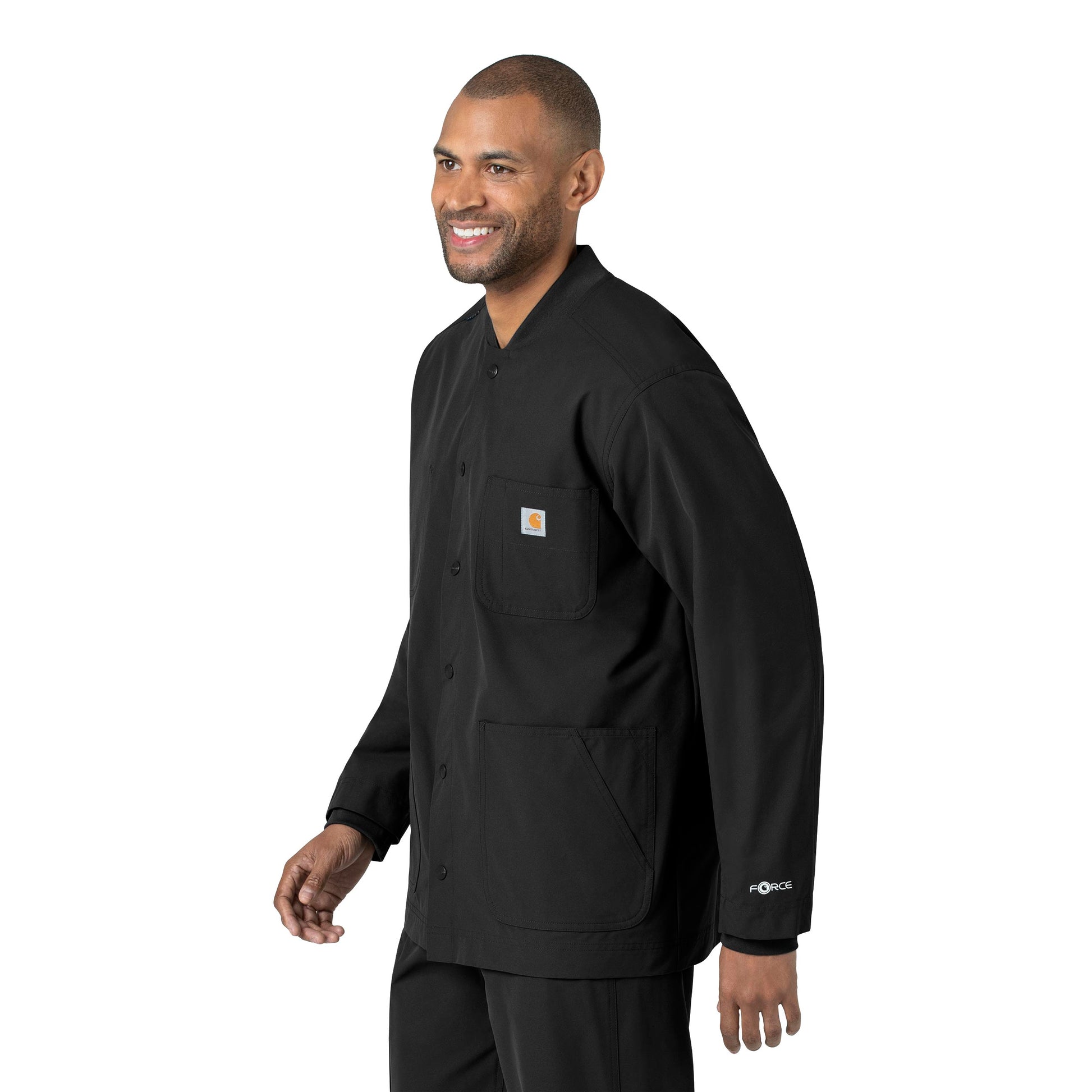 Force Essentials C85013 Unisex Chore Coat Black Model Image Right Side | Carhartt