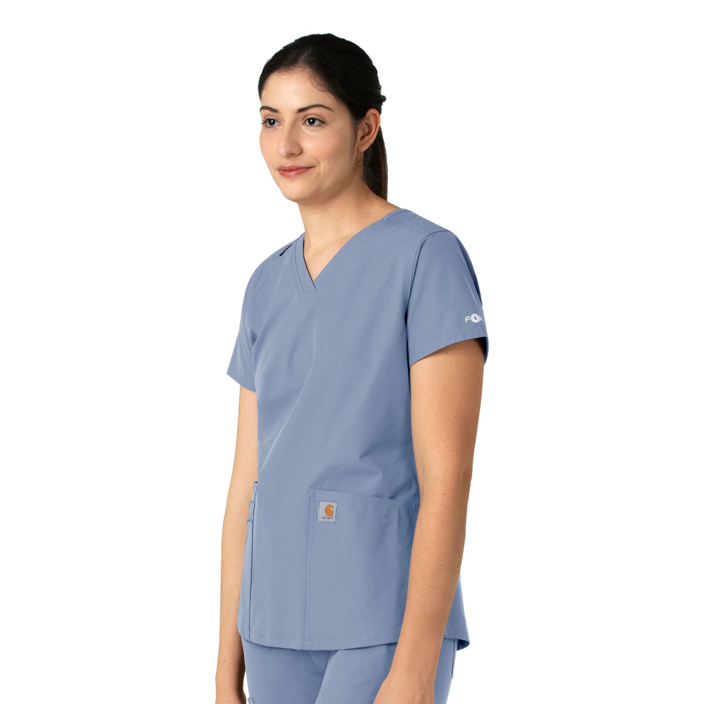 Force Essentials C12113 V-Neck Scrub Top Ceil Blue Model Image Right Side | Carhartt