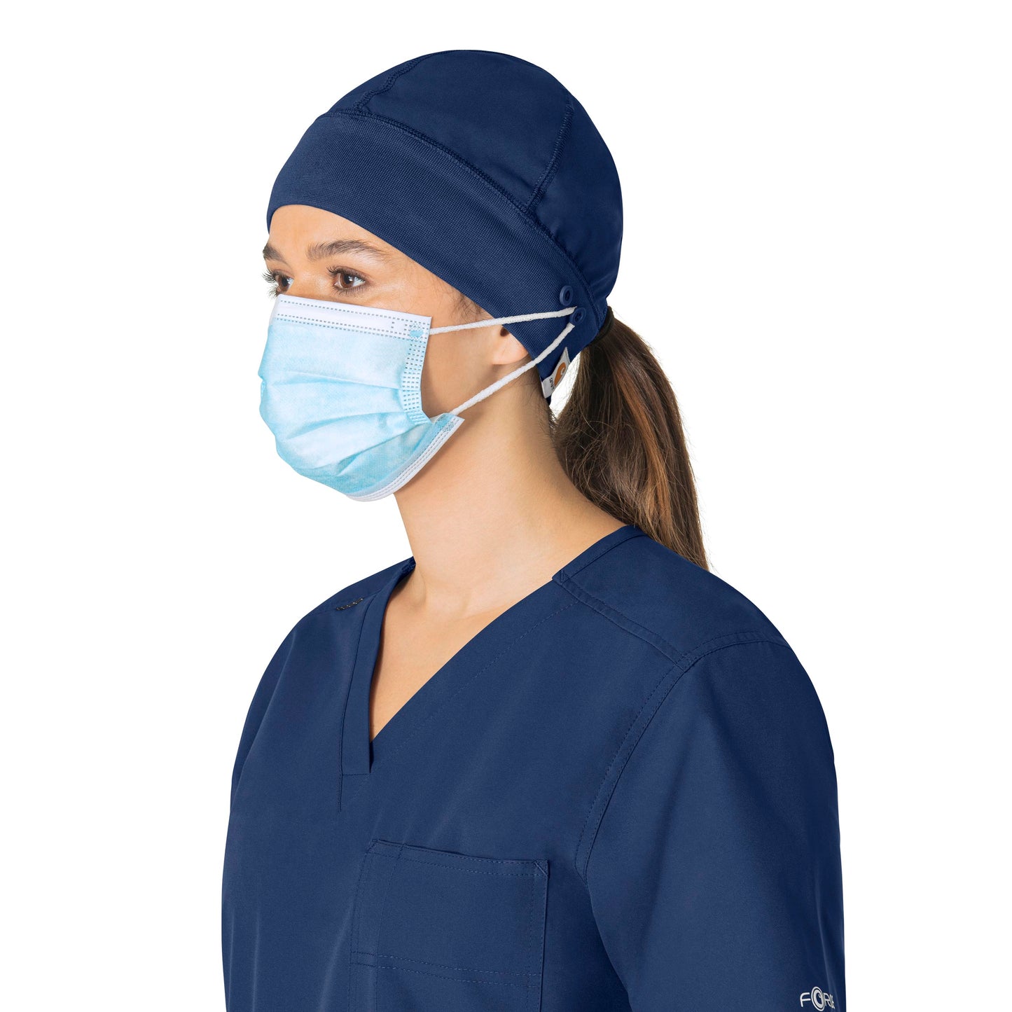 Force Essentials C40013 Unisex Beanie Scrub Cap Navy Model Image Front | Carhartt