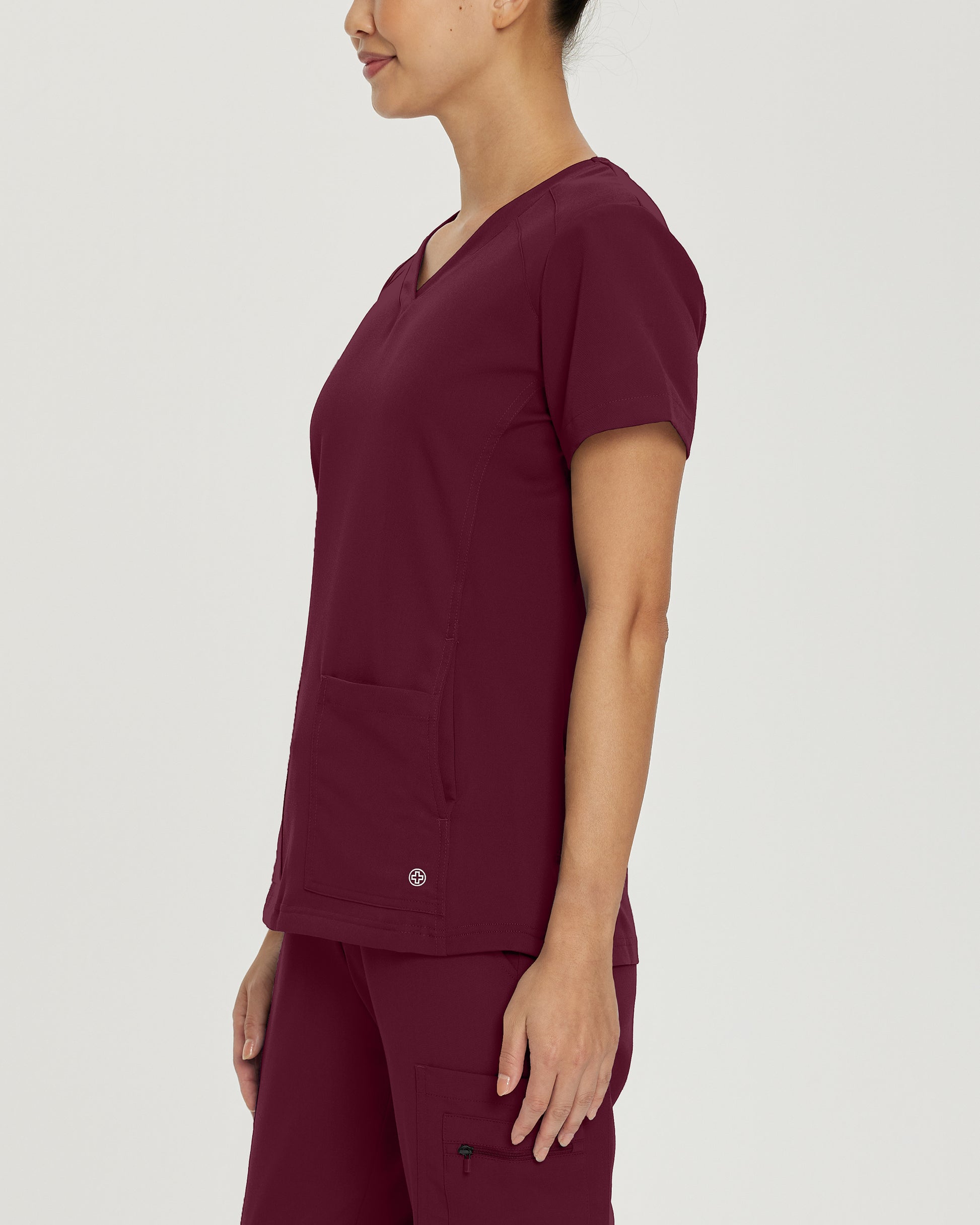 V-Tess 950 Women's 4 Pocket V Neck Scrub Top Wine Image