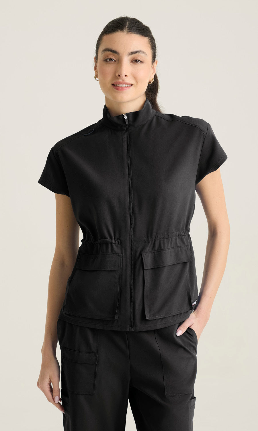 Grey's Anatomy Stretch GRST324 Nina Top Black - front
