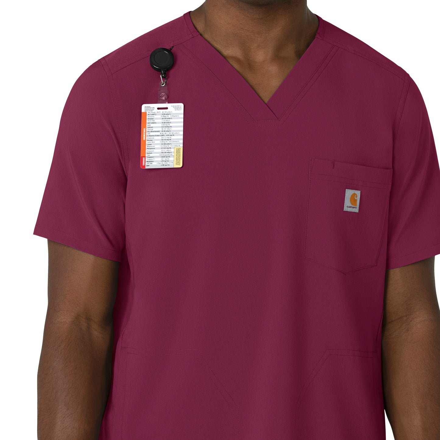 Force Cross-Flex C16410 Men's V-Neck Scrub Top Wine Model Image Left Side | Carhartt