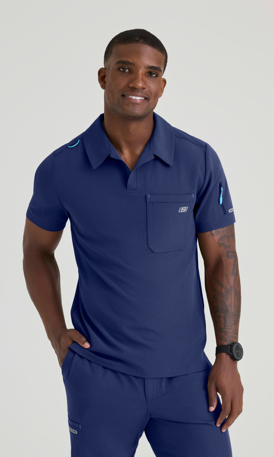 Skechers SKT305 Men's Merit Top in Navy by Barco Model Image Front