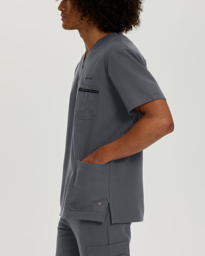 V-Tess 2207 Men's 3 Pocket V Neck Scrub Top Dark Pewter Image