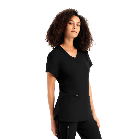 CRFT WT127 Women's 3 Pocket V Neck Scrub Top Black Image