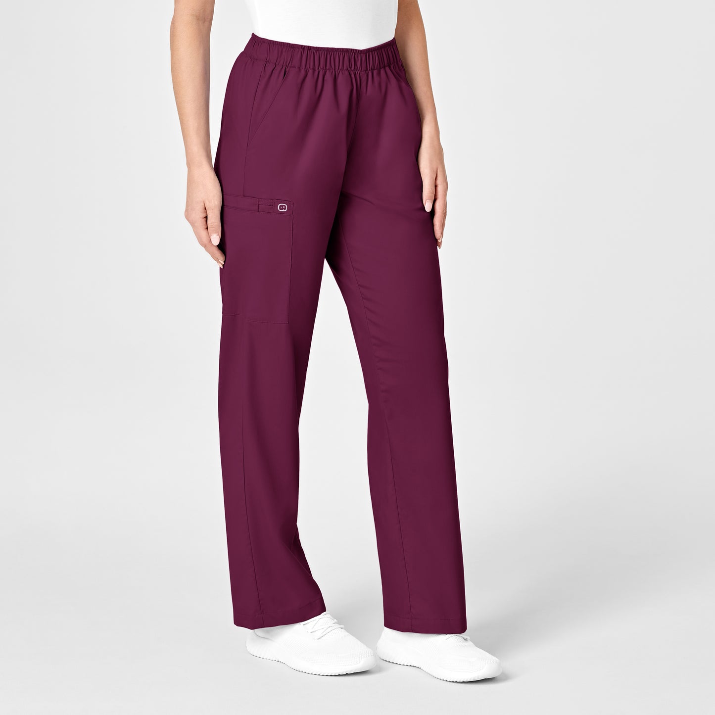 WonderWORK 501 Pull-On Cargo Scrub Pants Wine Model Image Right Side | Wink