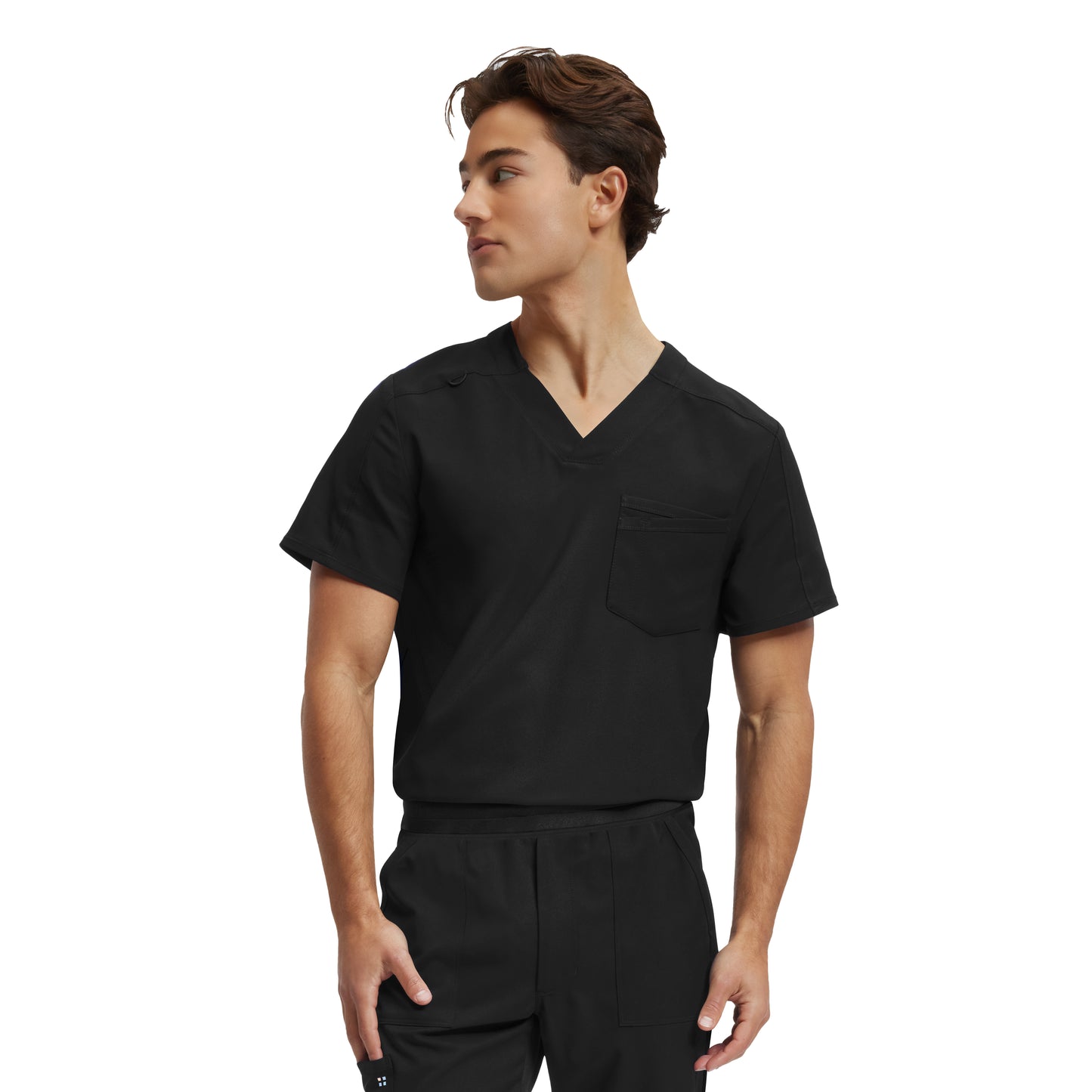 VIBE WT150 Men's 2 Pocket V Neck Scrub Top Black Image