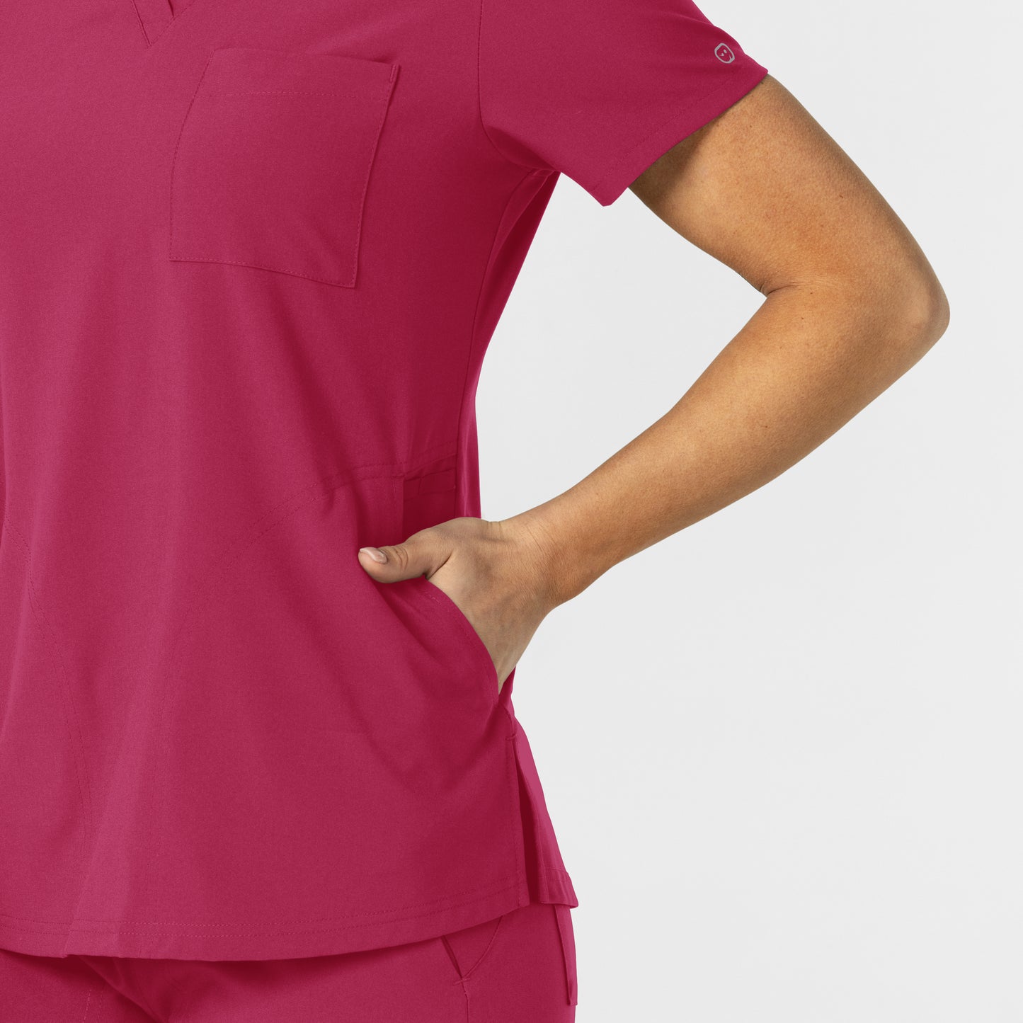 W123 6045 Flex-n-Reach V-Neck Scrub Top Viva Magenta Model Image Alternate | Wink