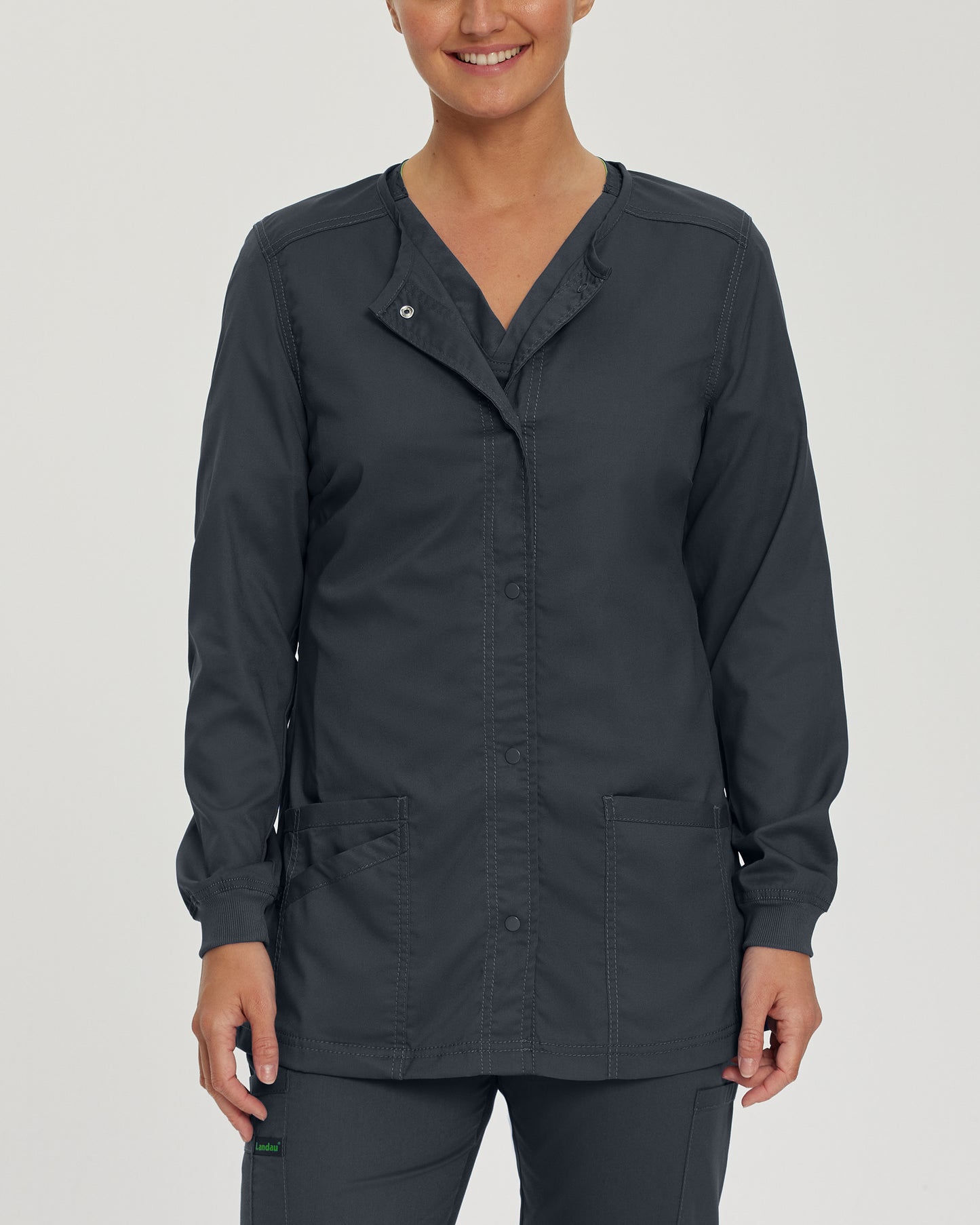 ProFlex 3038 Women's 3 Pocket Warm Up Scrub Jacket Graphite Image