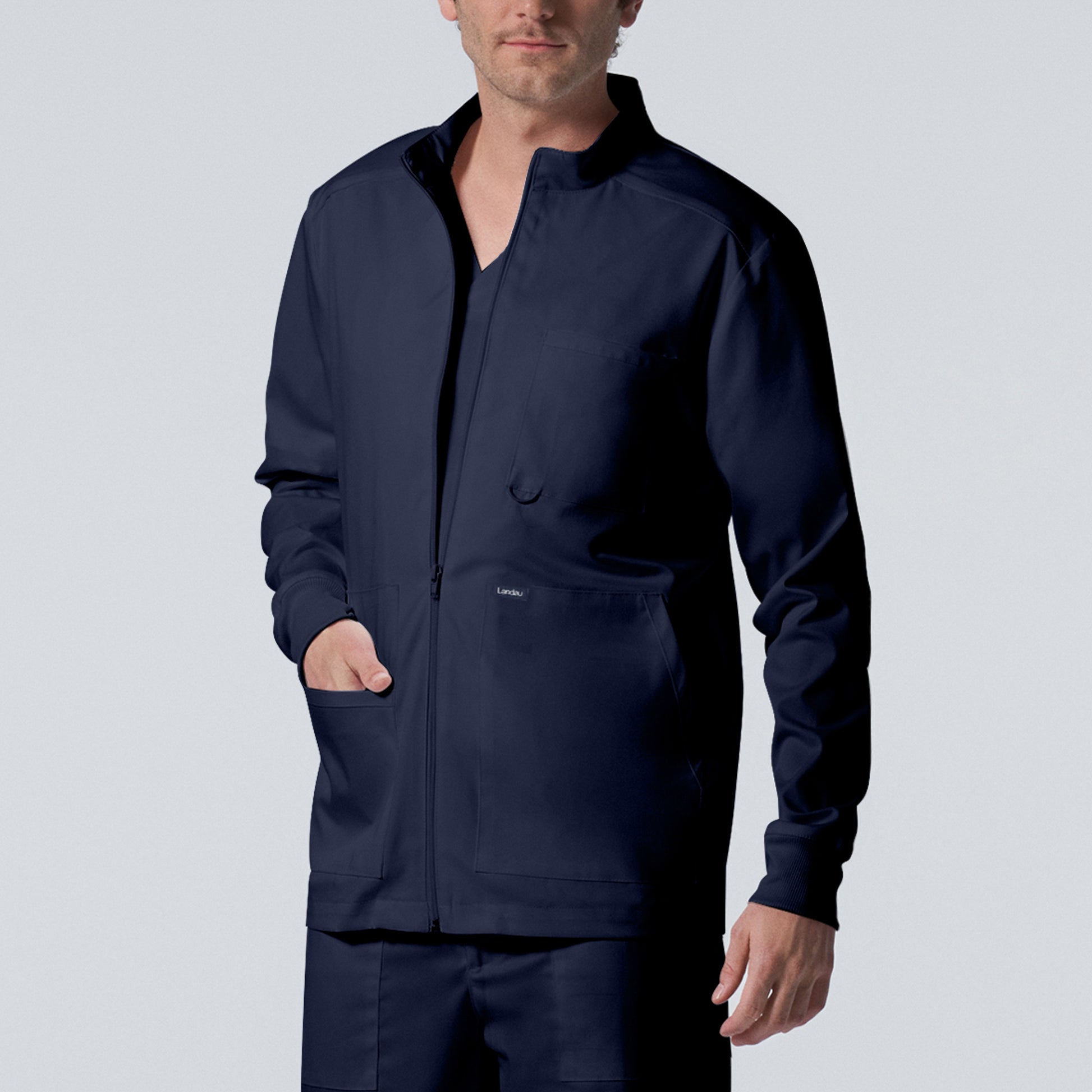 ProFlex LJ702 Men's 4 Pocket Scrub Jacket True Navy Image