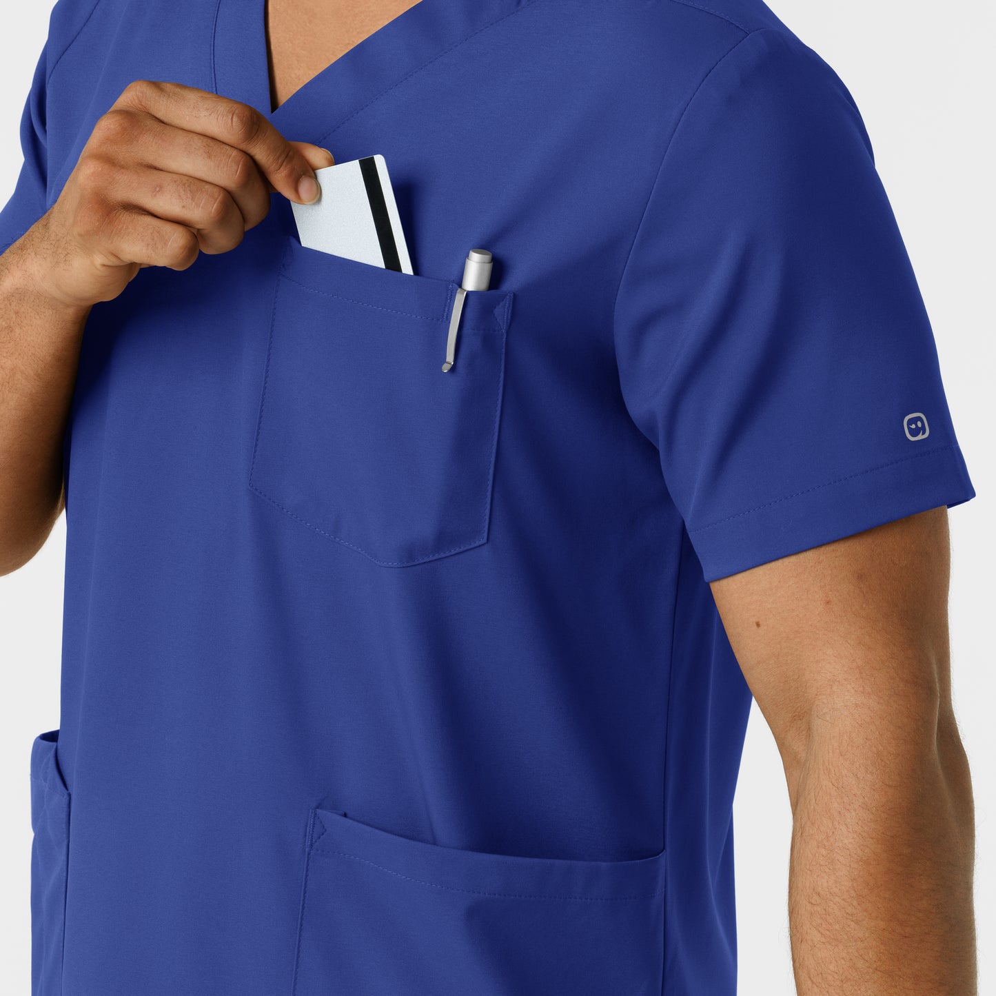 Boundless 6351 Men's Multi Pocket V-Neck Scrub Top Galaxy Blue