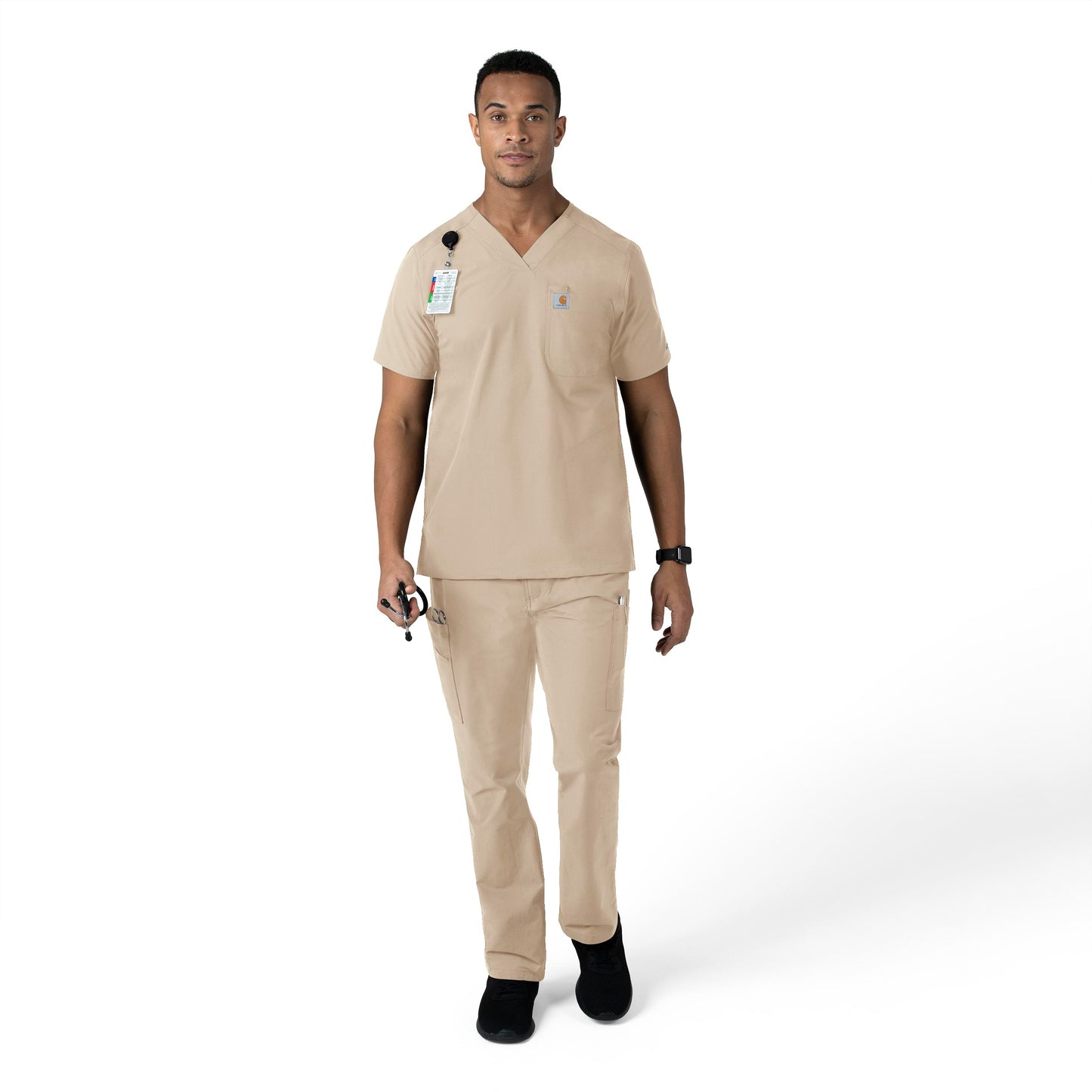 Force Essentials C56113 Men's Straight Leg Cargo Scrub Pants Khaki Model Image Alternate | Carhartt