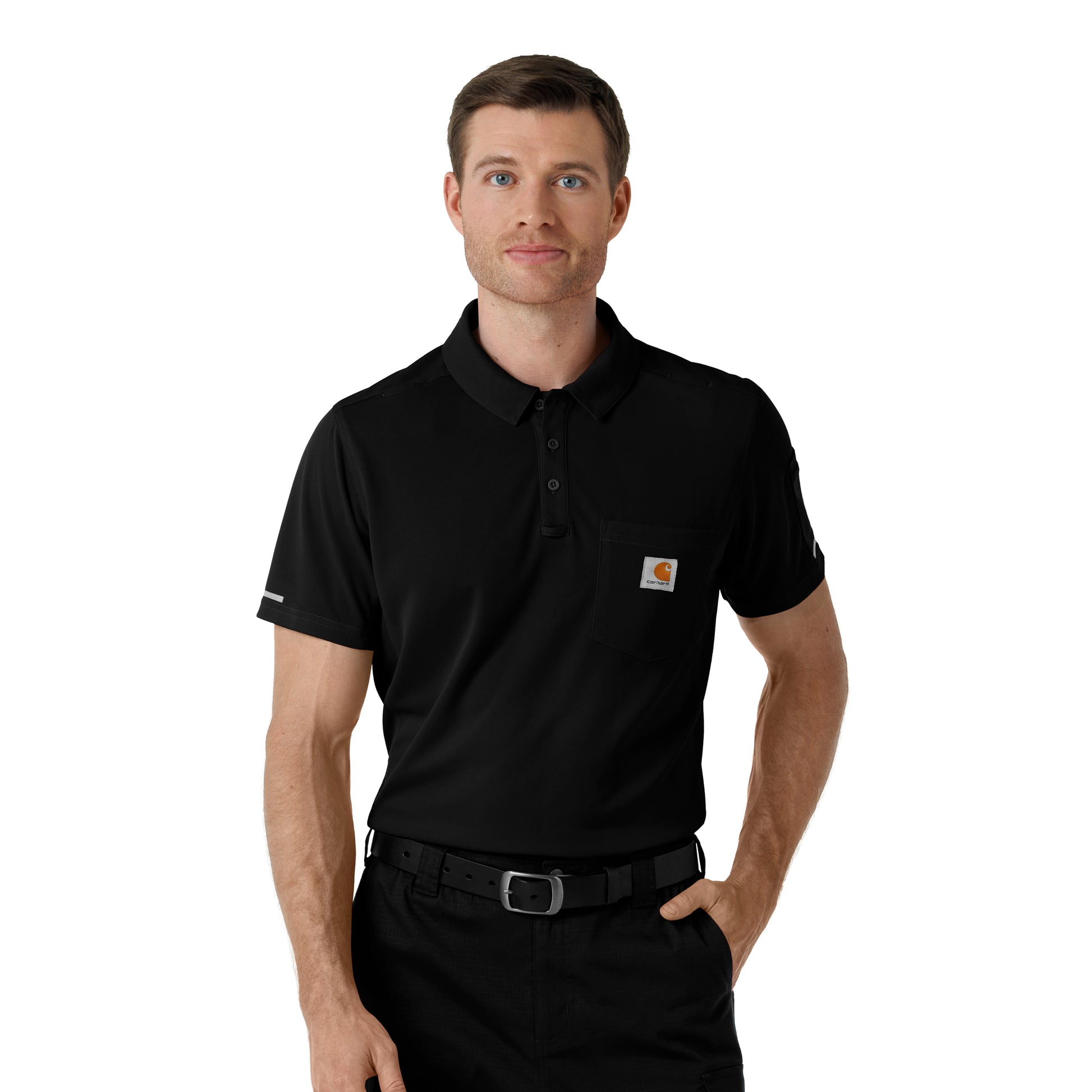 Rugged Flex C16119 Men's Lightweight Short Sleeve Polo Scrub Top Black