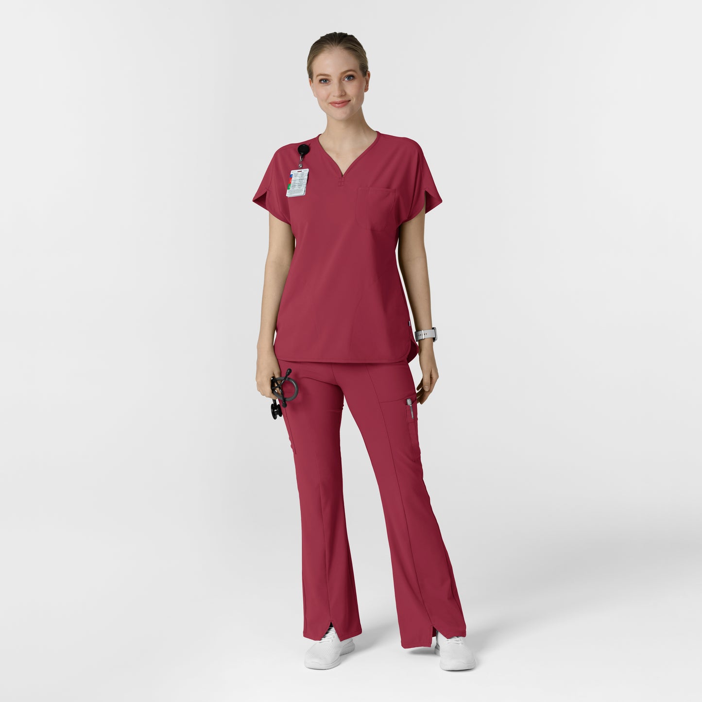 RENEW 6634 Women's Dolman Scrub Top Ruby