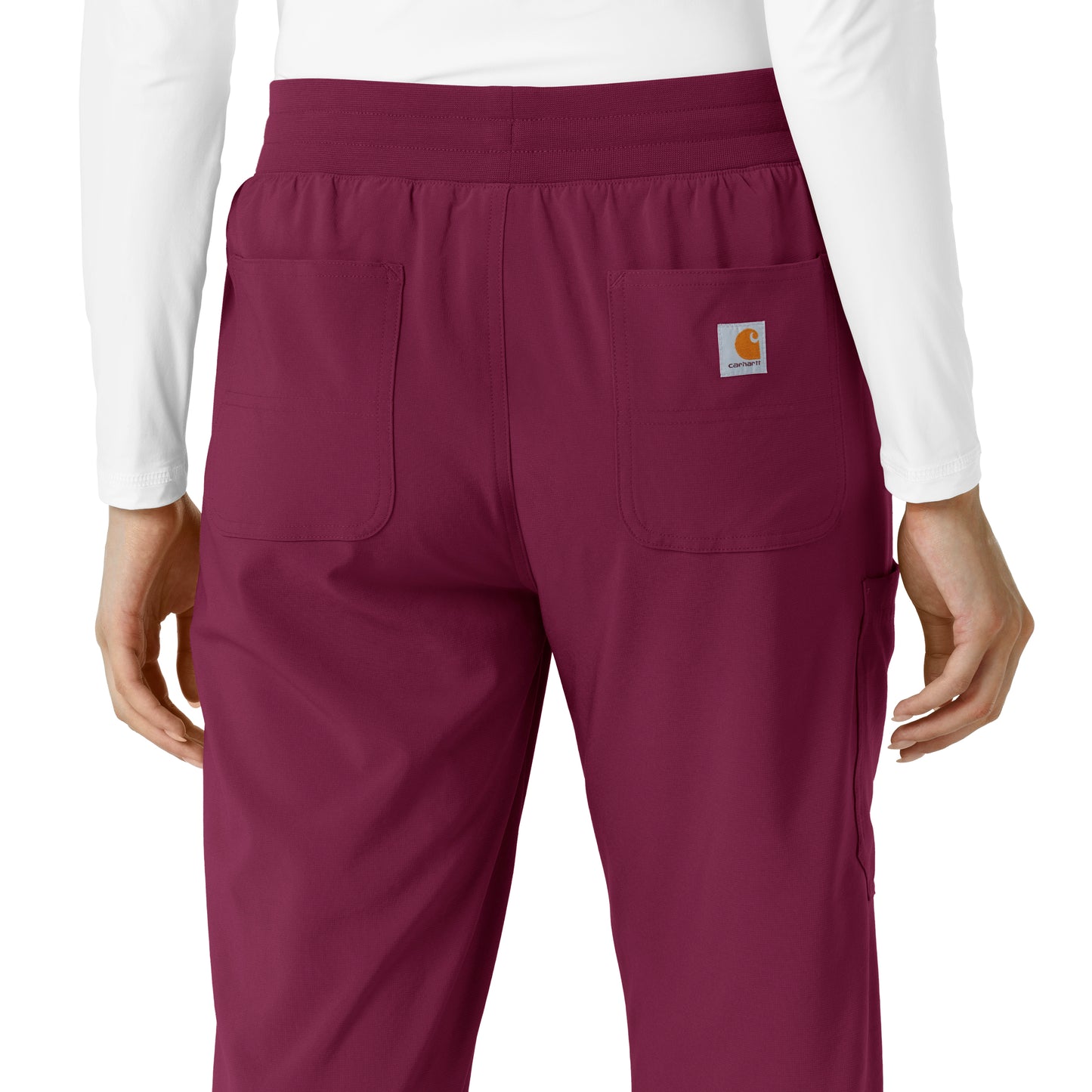 Force Cross-Flex C53310 Boot Cut Scrub Pant Wine Model Image Alternate | Carhartt