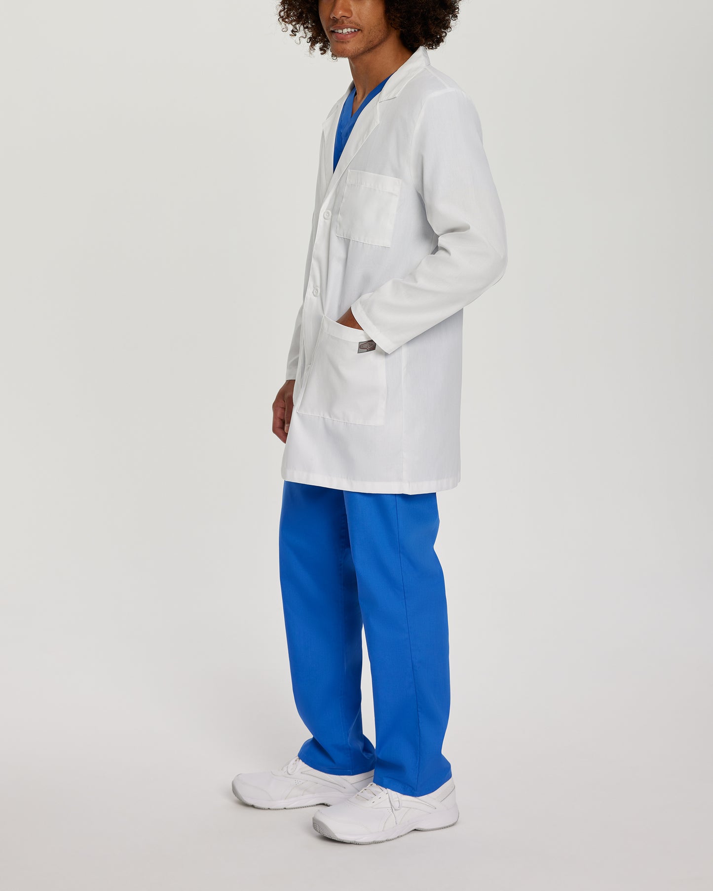 Scrub Zone 86002 Unisex 3 Pocket Mid Length White Coat White Image