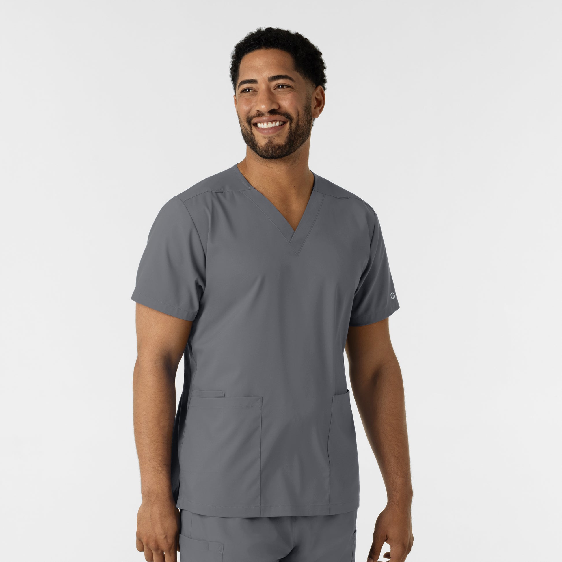 Boundless 6051 Unisex V-Neck Scrub Top Pewter Model Image Right Side | Wink