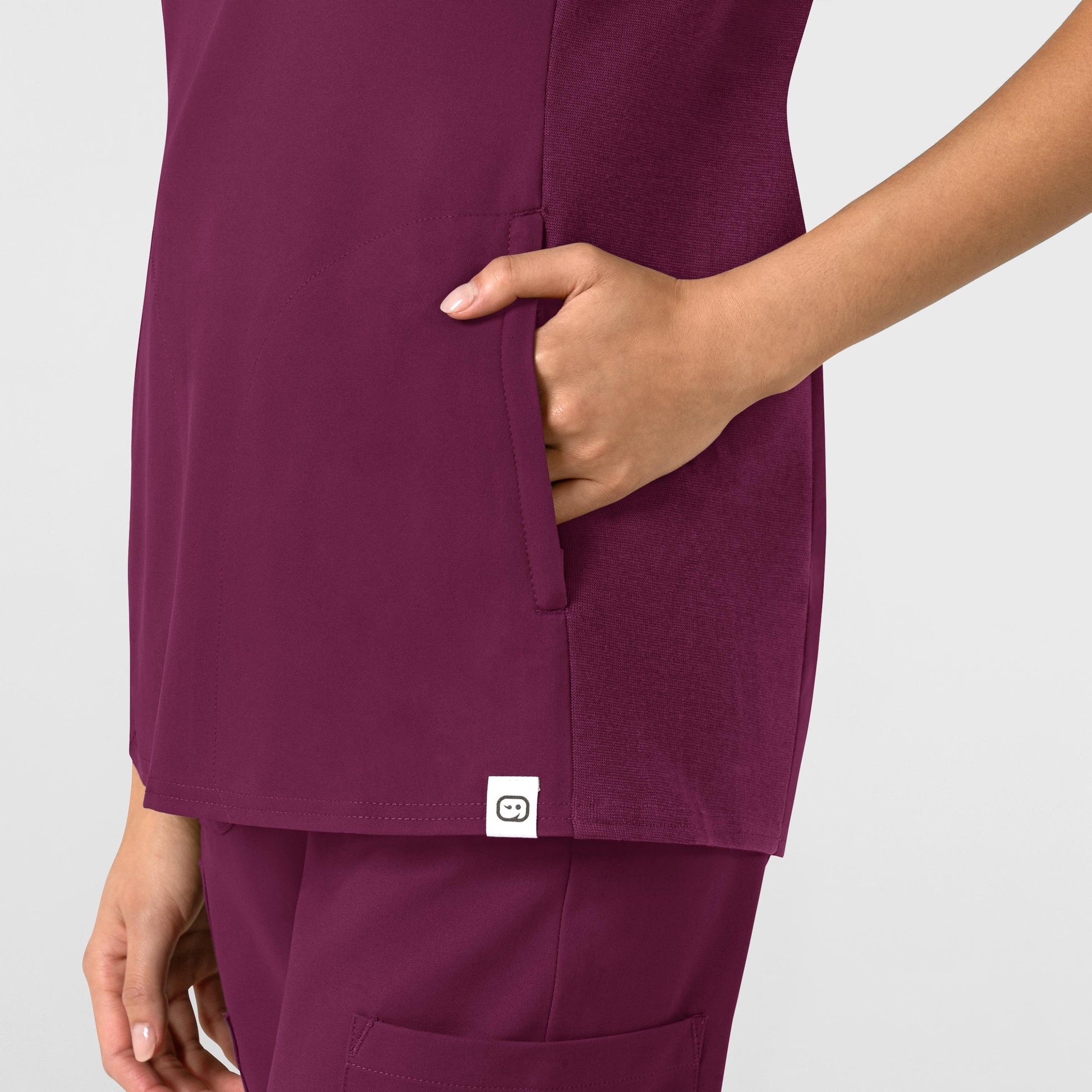 Thrive 6522 Flex-n-Reach V-Neck Scrub Top Wine Model Image Alternate | Wink