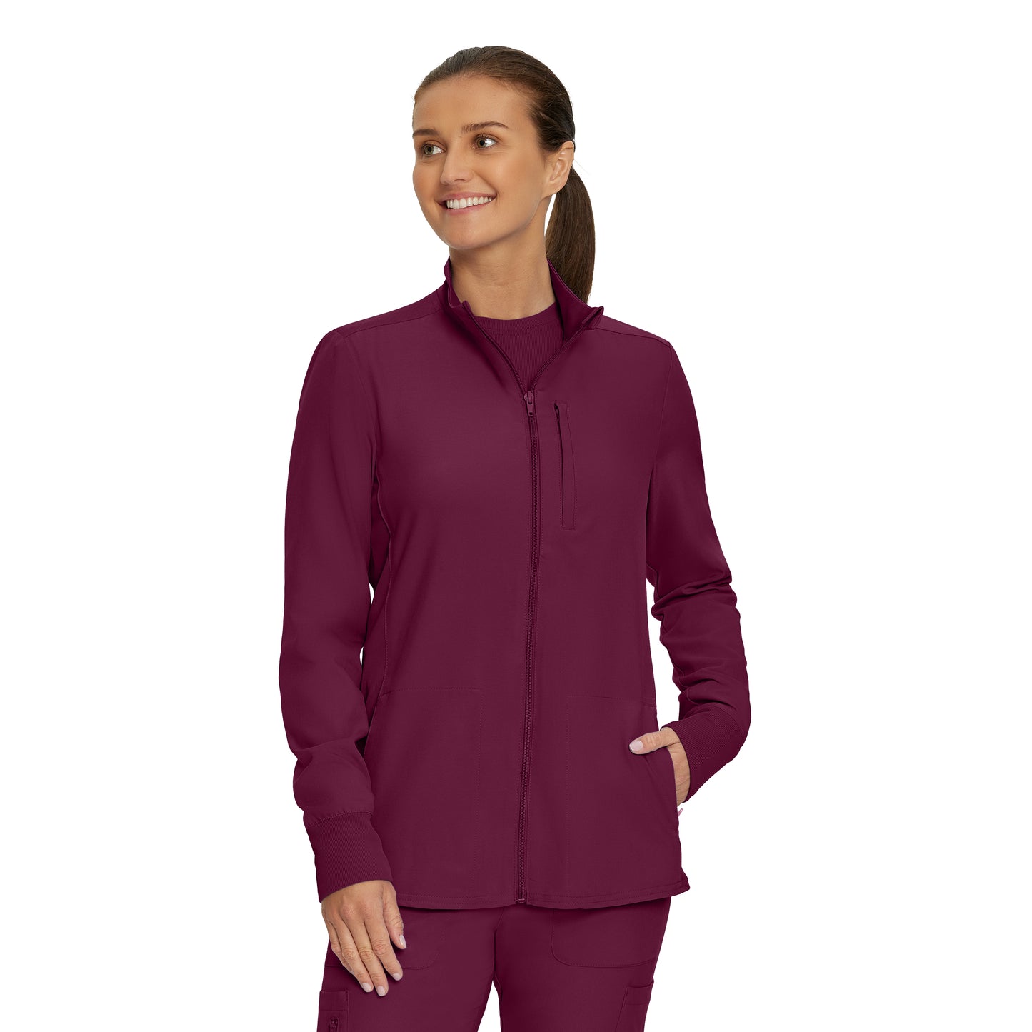 Forward LJ700 Women's 3 Pocket Scrub Jacket Wine Image