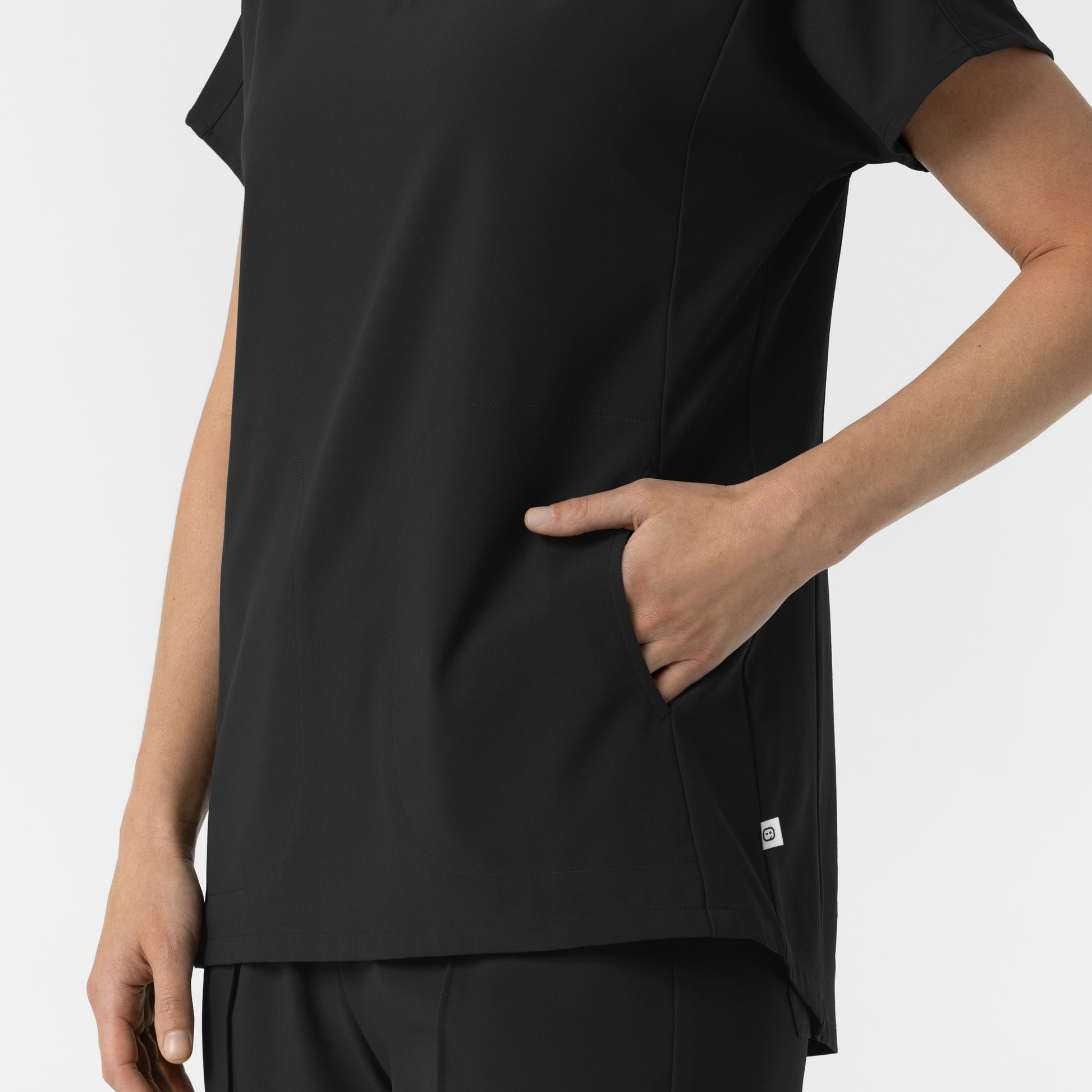 RENEW 6154 Women's V-Neck Tunic Scrub Top Black