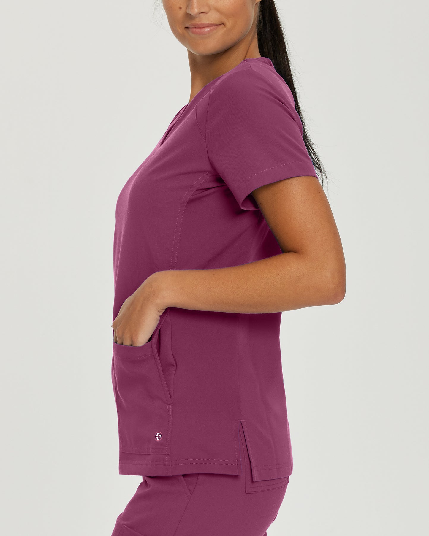 V-Tess 950 Women's 4 Pocket V Neck Scrub Top Raspberry Coulis Image