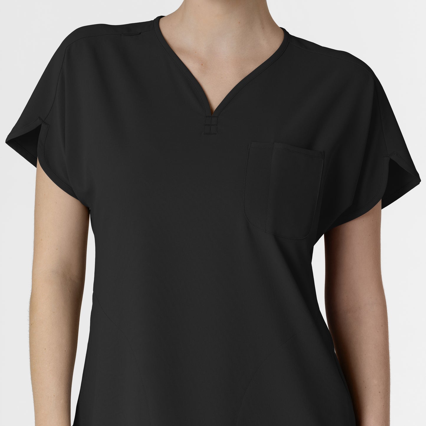 RENEW 6634 Dolman Scrub Top Black Model Image Left Side | Wink