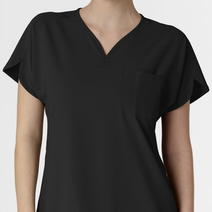 RENEW 6634 Dolman Scrub Top Black Model Image Left Side | Wink
