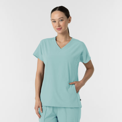 RENEW 6154 Women's V-Neck Tunic Scrub Top Coastal Blue