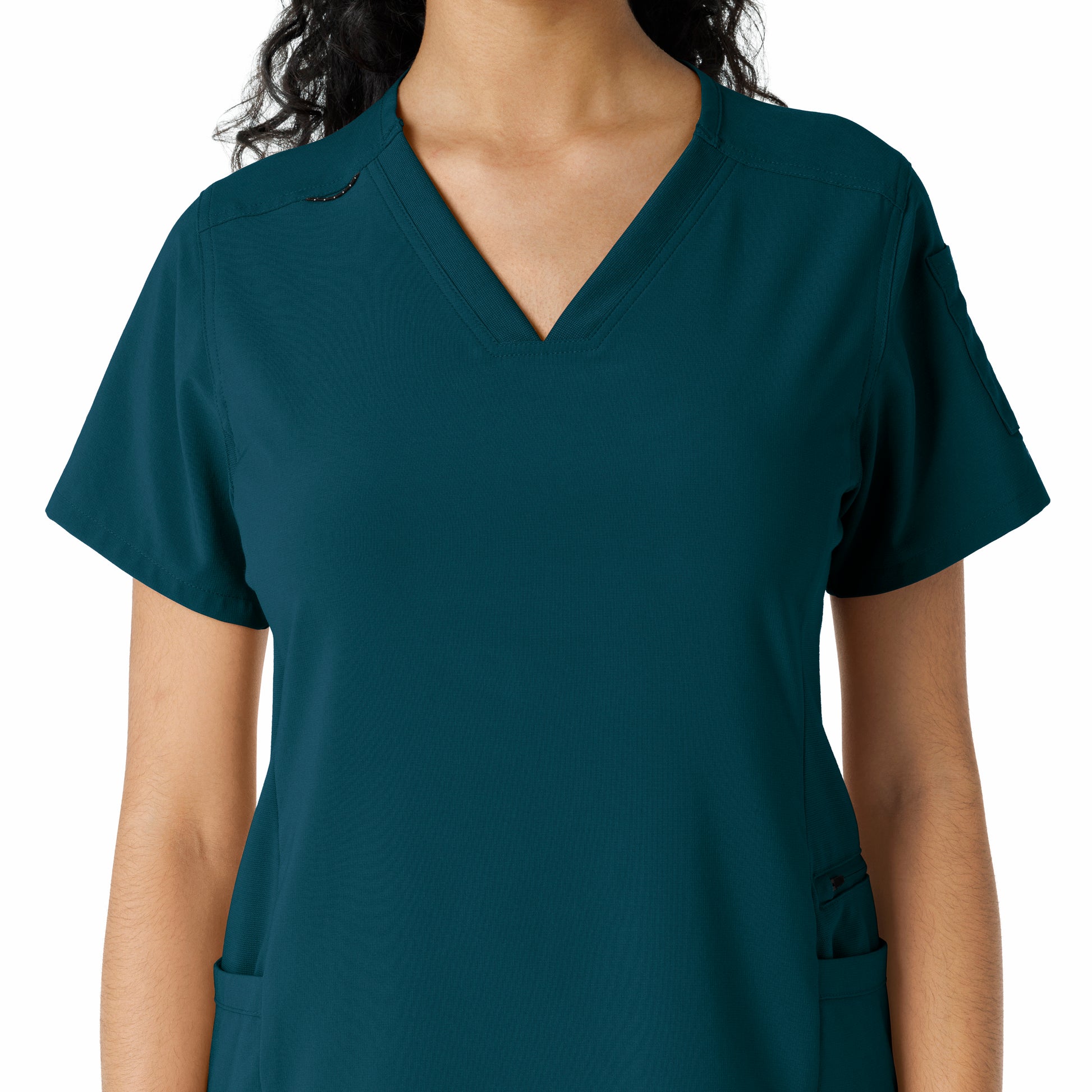 Force Cross-Flex C13310 Knit Panel Scrub Top Caribbean Model Image Left Side | Carhartt