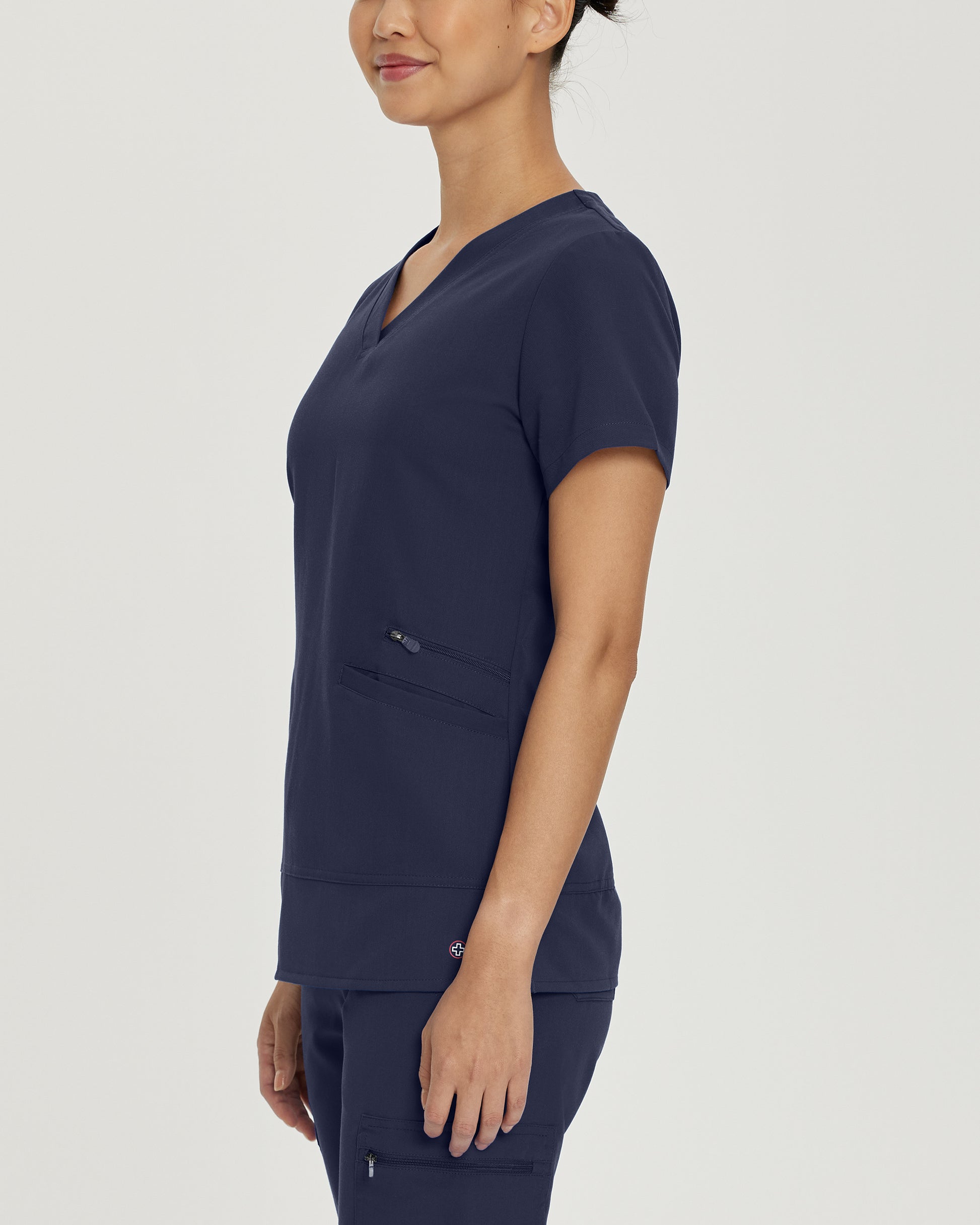 V-Tess 796 Women's 3 Pocket V Neck Scrub Top Navy Image