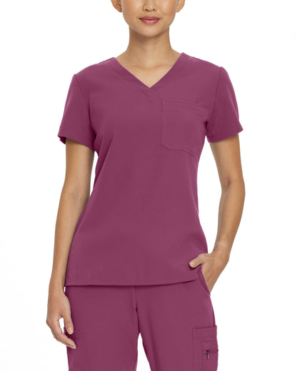 V-Tess 794 Women's 1 Pocket V Neck Scrub Top Raspberry Coulis Image