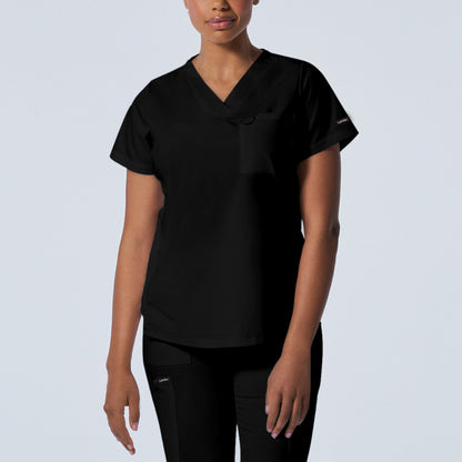 ProFlex LT107 Women's 2 Pocket V Neck Scrub Top Black Image