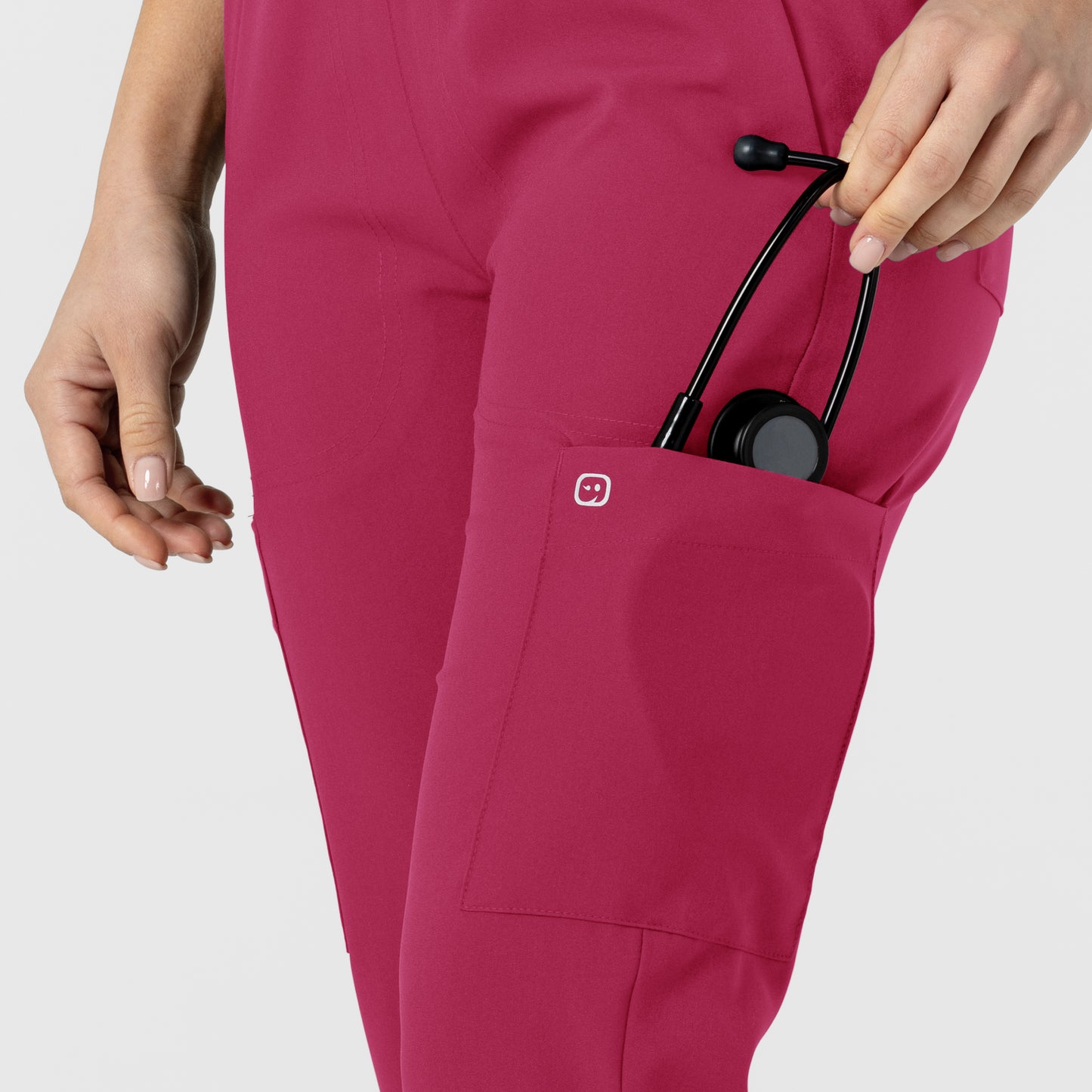 W123 5045 Flex-n-Reach Track Scrub Pants Viva Magenta Model Image Alternate | Wink