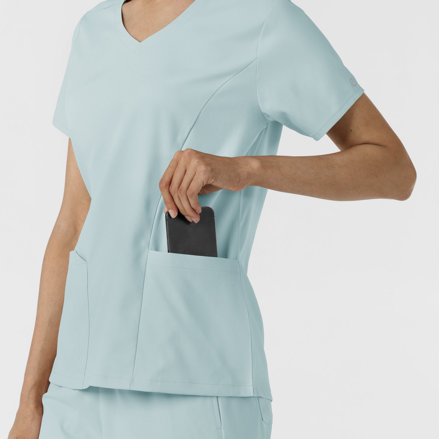 Boundless 6251 2-Pocket V-Neck Scrub Top Sky Blue Model Image Alternate | Wink