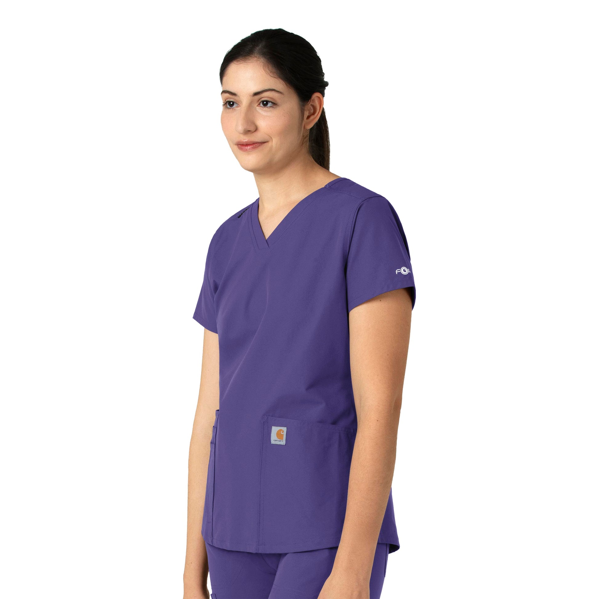 Force Essentials C12113 V-Neck Scrub Top Grape Model Image Right Side | Carhartt