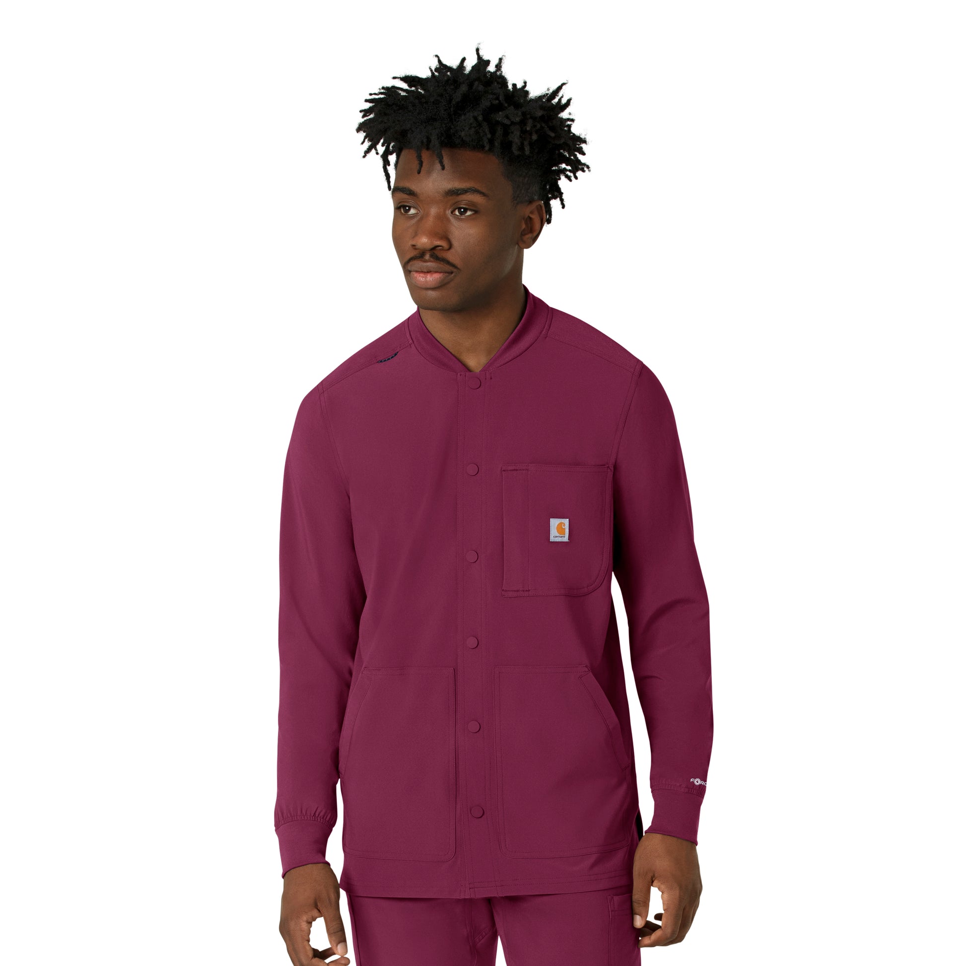 Force Cross-Flex C86210 Men's Shirt Jacket Wine Model Image Right Side | Carhartt