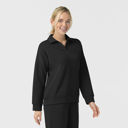 Unwind & Lounge 6189 Women's Relaxed Pullover Polo Black