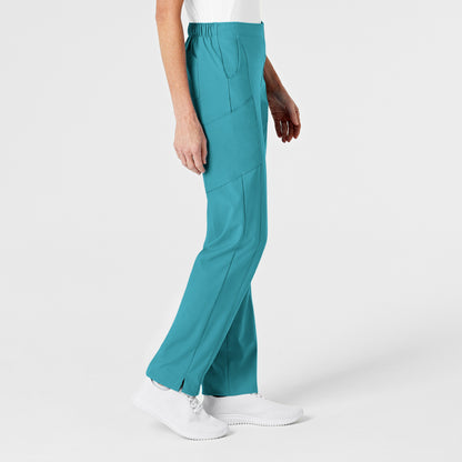 W123 5155 Flat Front Cargo Scrub Pants Teal Blue Model Image Right Side | Wink