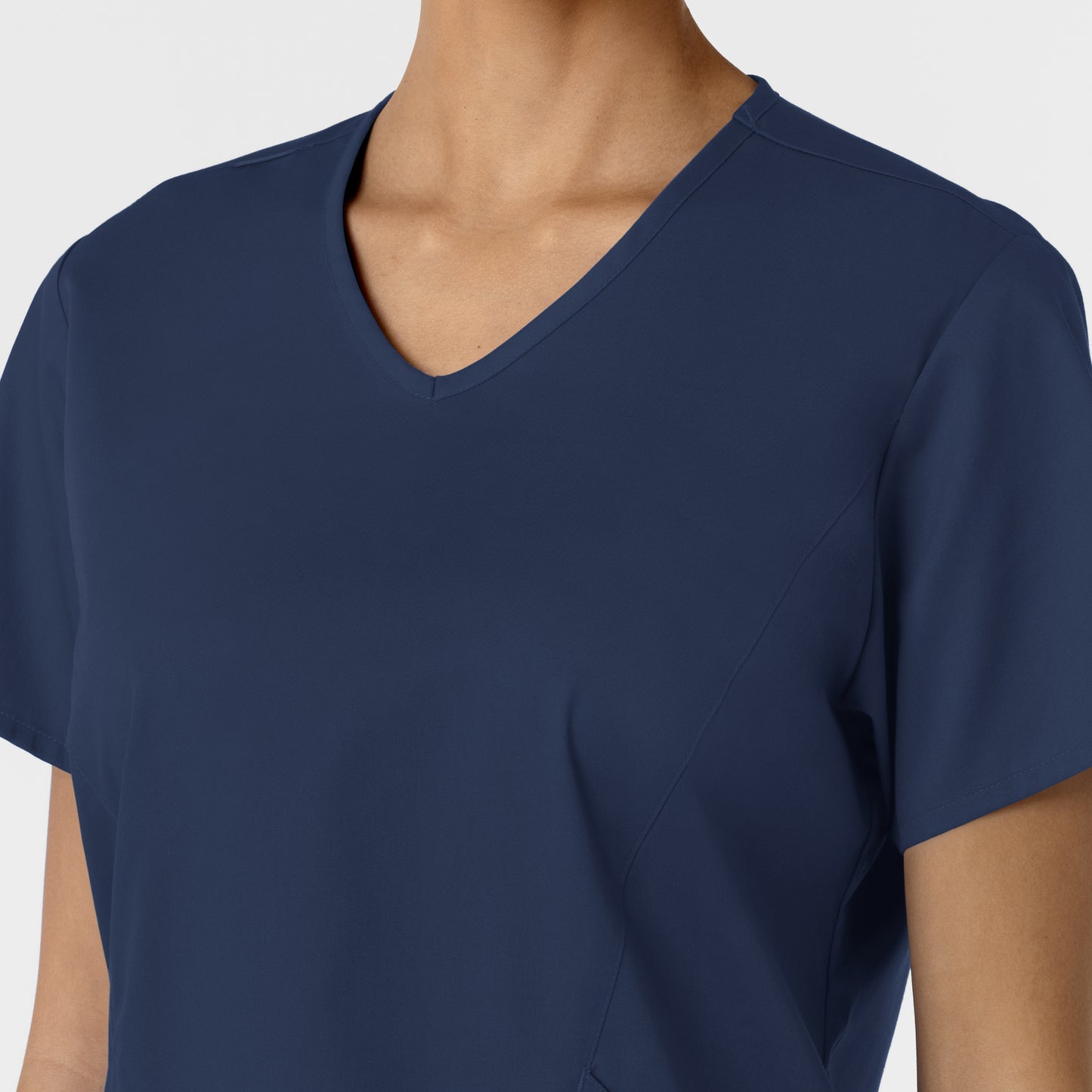 WonderWORK 106 Curved V-Neck Scrub Top Navy Model Image Alternate | Wink