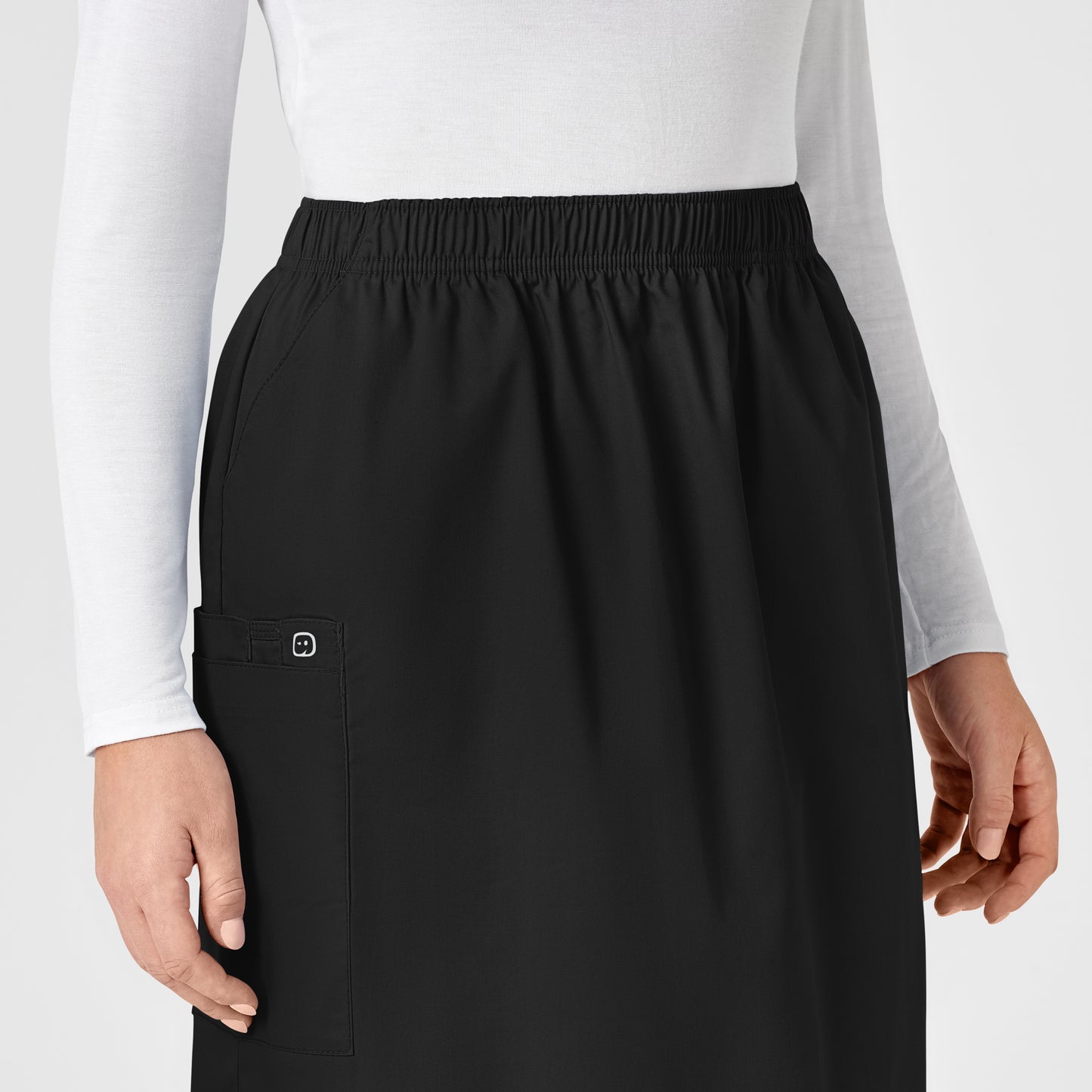 WonderWORK 701 Pull On Cargo Skirt Black Model Image Alternate | Wink