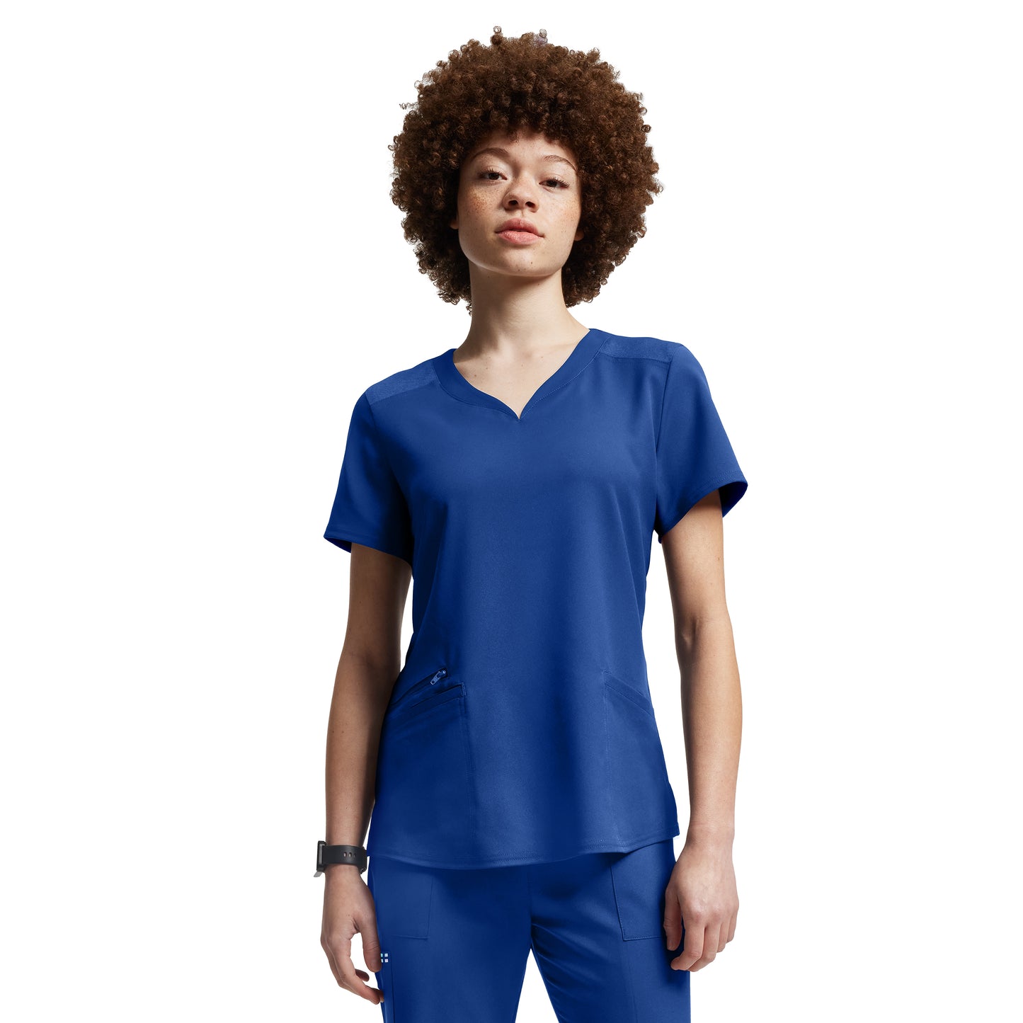 VIBE WT121 Women's 3 Pocket V Neck Scrub Top Royal Image