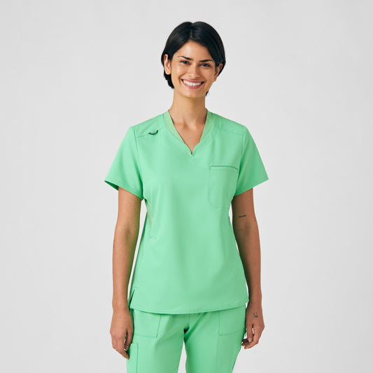 VIBE WT119 Women's 2 Pocket V Neck Scrub Top Mint Julep Image