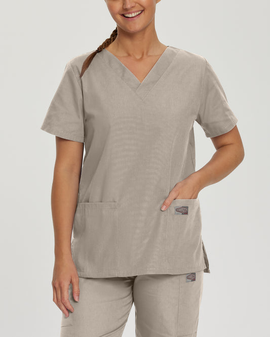 Scrub Zone 70221 Women's 3 Pocket V Neck Scrub Top Sandstone Image